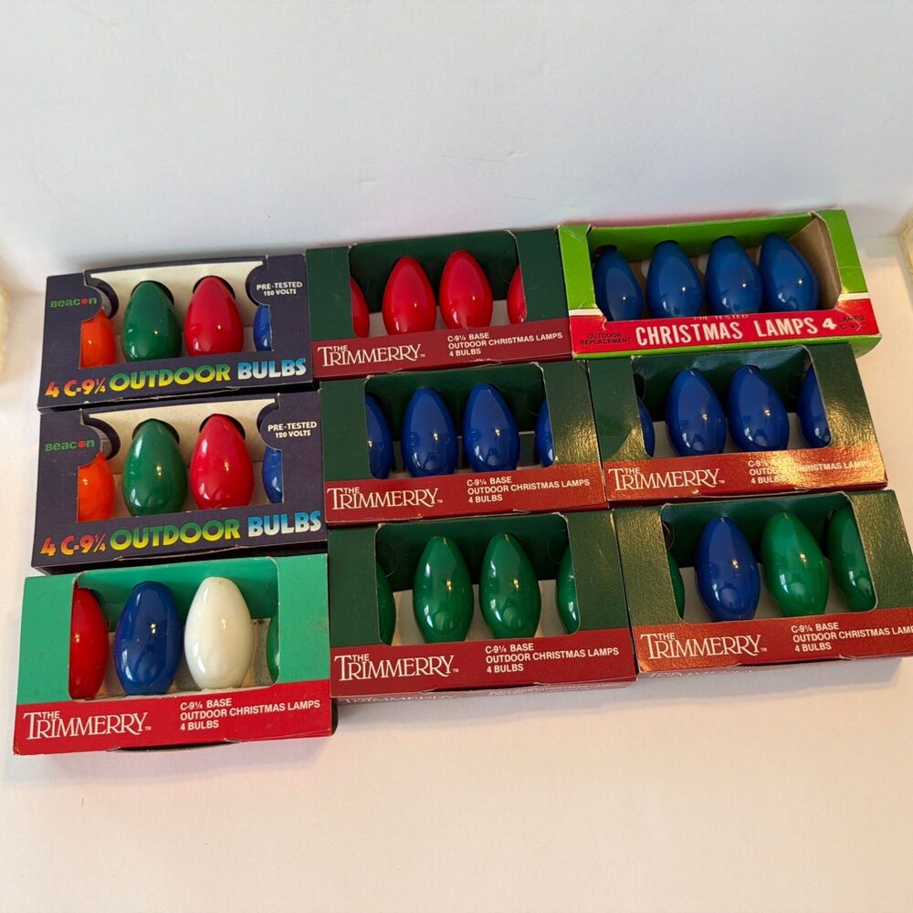 36 C9 1/4 Holiday Christmas Light Replacement Bulbs Multicolor Outdoor Vintage